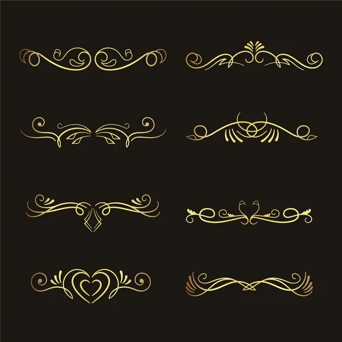 奢华金色书法饰品系列eps,ai矢量模版下载