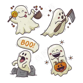 手绘设计万圣节鬼魂套装