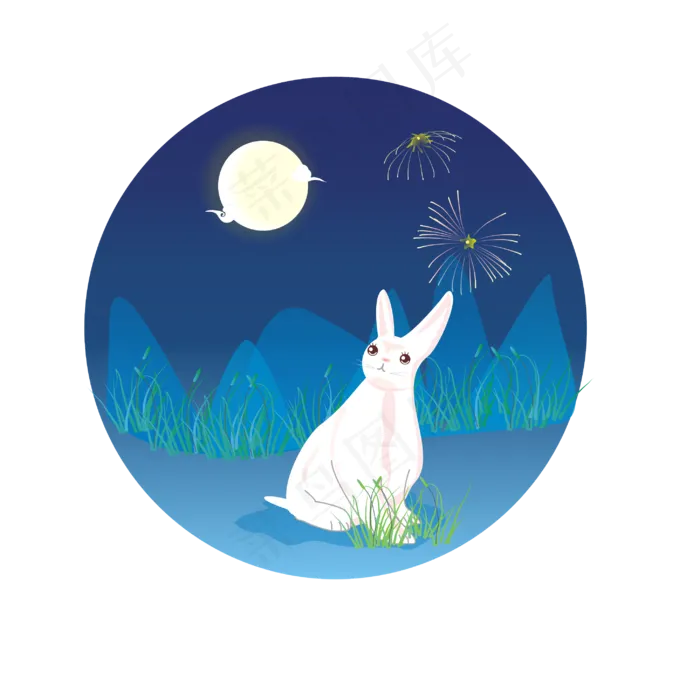 中秋节玉兔观月可商用元素(1024*1369px 72 dpi )cdr矢量模版下载