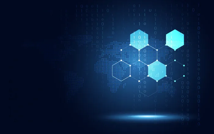 未来蓝色六边形蜂窝背景eps,ai矢量模版下载