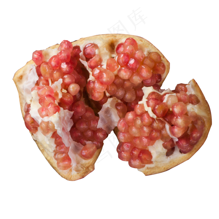 实拍半块开裂石榴果实