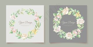 软绿色花卉婚礼请柬套装