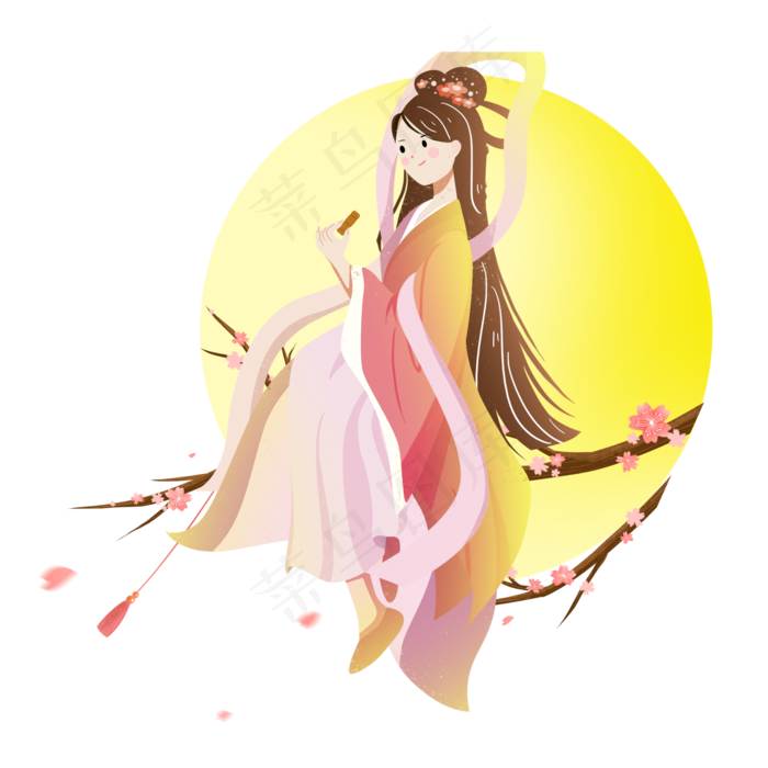 中秋节嫦娥吃月饼素材(2000X2000(DPI:300))psd模版下载