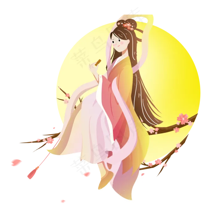 中秋节嫦娥吃月饼素材(2000X2000(DPI:300))psd模版下载