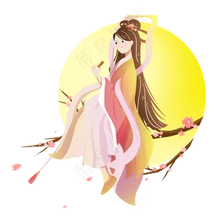 中秋节嫦娥吃月饼素材