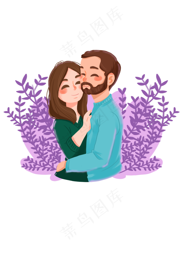 手绘时尚卡通情侣