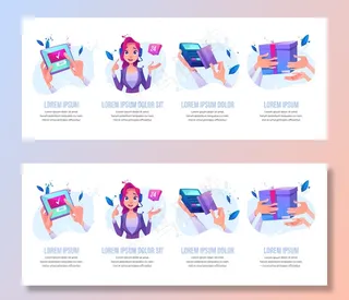 在线订购，24小时呼叫服务运营商客户支持，pos终端刷卡支付，采购送货横幅banner模板设置。购物与消费主义