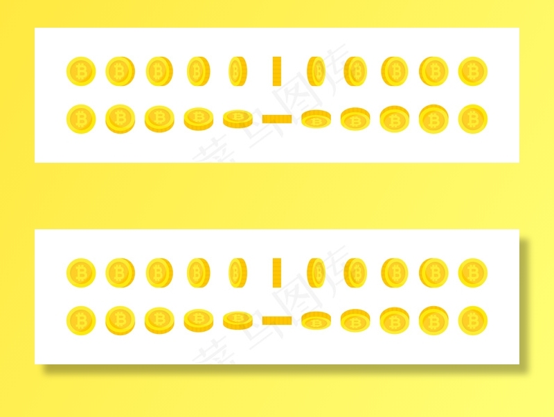 一套垂直和水平旋转的黄金比特币。eps,ai矢量模版下载