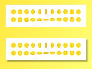 一套垂直和水平旋转的黄金比特币。