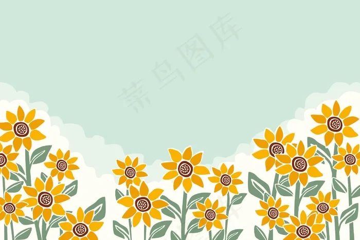 手绘向日葵背景eps,ai矢量模版下载
