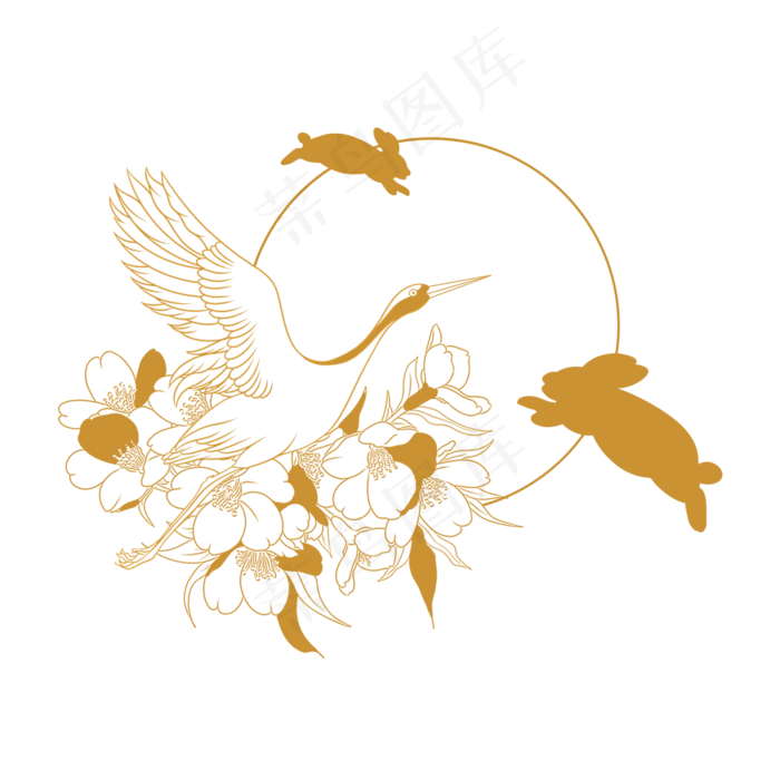 中秋节国潮描金装饰