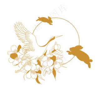 中秋节国潮描金装饰