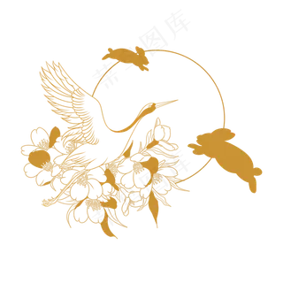 中秋节国潮描金装饰