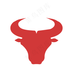 红色矢量扁平牛头