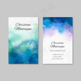 水彩 名片模板