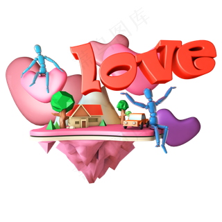 情人节七夕LOVE低多边形风格