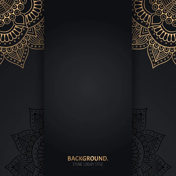 带金色几何曼荼罗圆圈的伊斯兰黑色背景eps,ai矢量模版下载