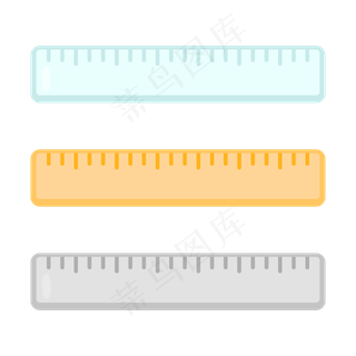 三色尺子卡通可爱清新物料元素矢量动漫素材