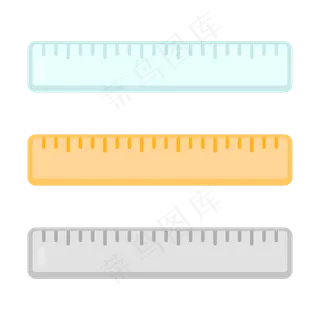 三色尺子卡通可爱清新物料元素矢量动漫素材