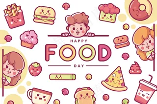 快乐国际美食日插画背景