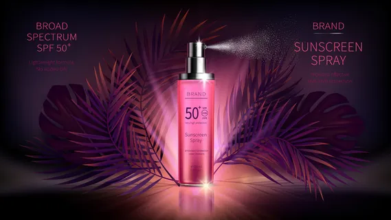 防晒化妆品矢量写实广告