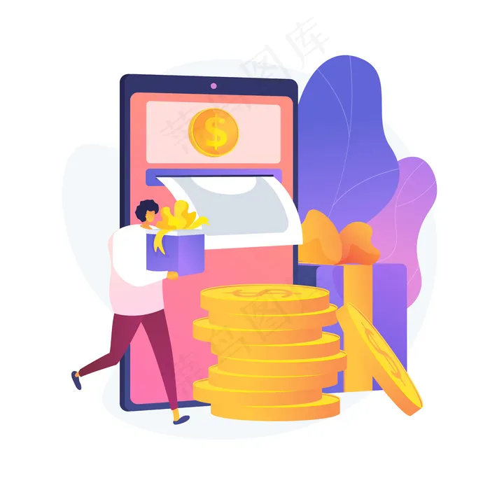 手机银行。退货。使用移动设备远程进行金融交易。向量孤立概念隐喻图解eps,ai矢量模版下载