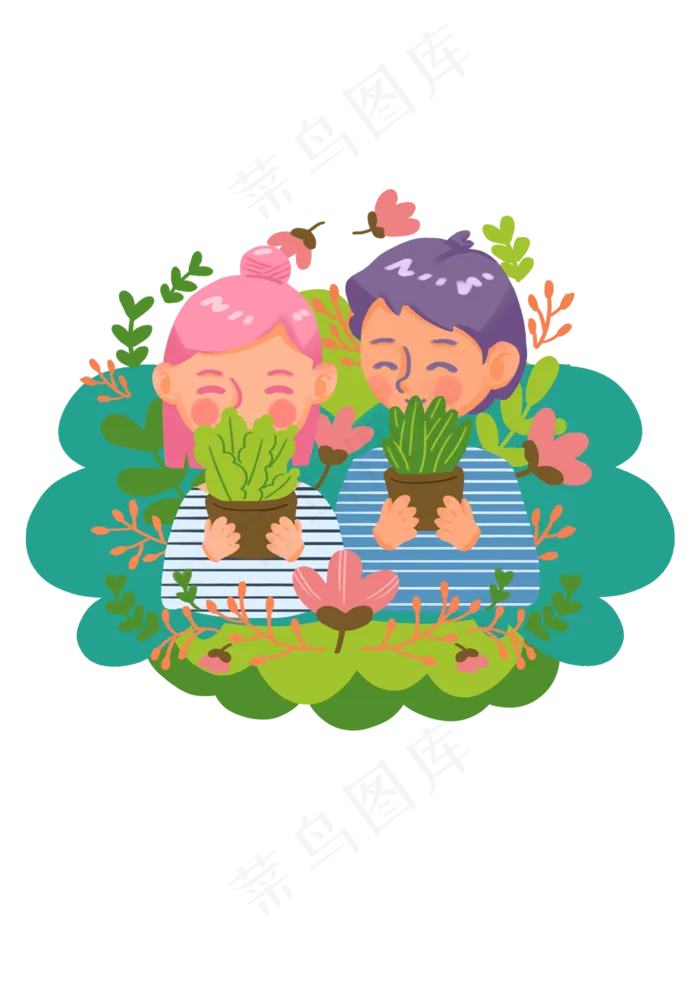 手绘时尚卡通情侣(2480X3508(DPI:300))psd模版下载