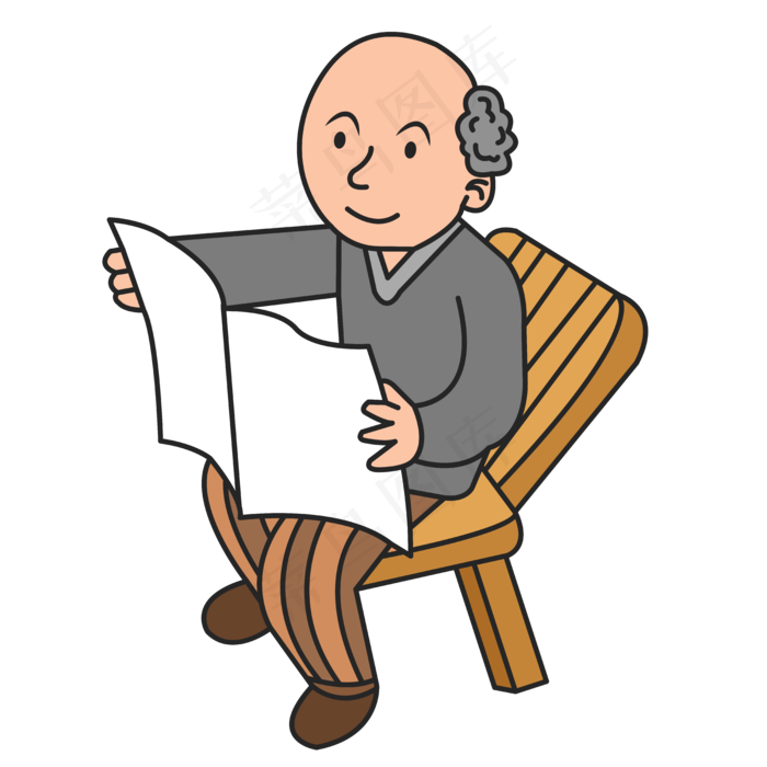手绘矢量重阳节老爷爷人物透明底