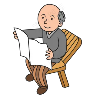 手绘矢量重阳节老爷爷人物透明底