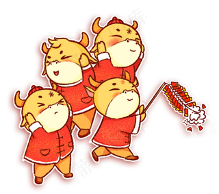 2021年牛年大吉放鞭炮金牛贺岁