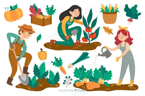 在田里干活的农人