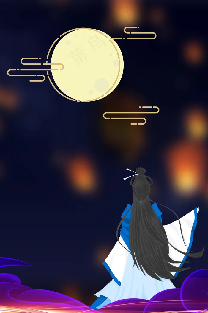 中秋节电商促销psd分层banner(3545*5315px 	      )psd模版下载