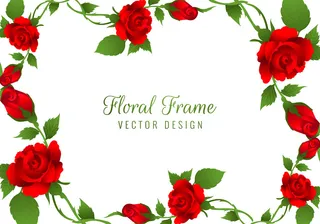 美丽的红玫瑰花框背景