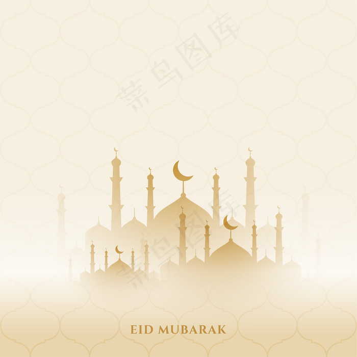Eid穆巴拉克背景与清真寺设计eps,ai矢量模版下载