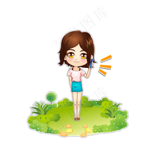 情人节七夕时尚女孩开心约会通话