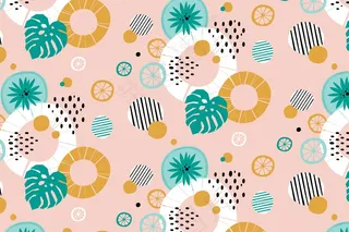 抽象线条和圆点夏季背景图案