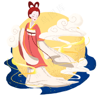 中秋十五圆月和嫦娥