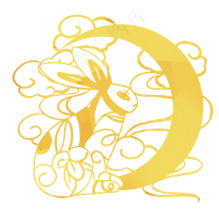 金色中秋花好月圆剪纸