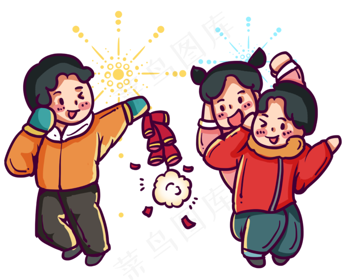 奔跑放鞭炮的孩子