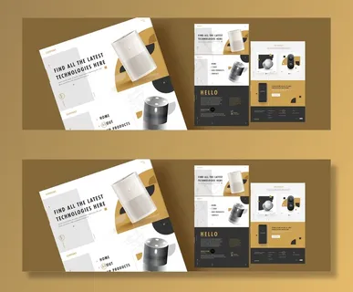 网页模板设计与现实电子产品和细节