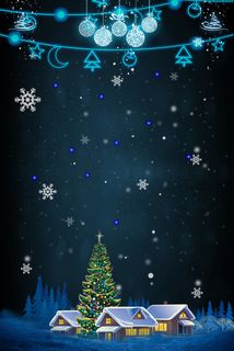 圣诞节蓝色发光松树小屋