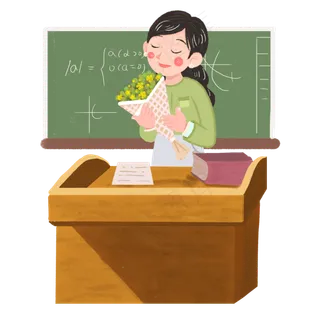 教师节收到鲜花女教师png素材