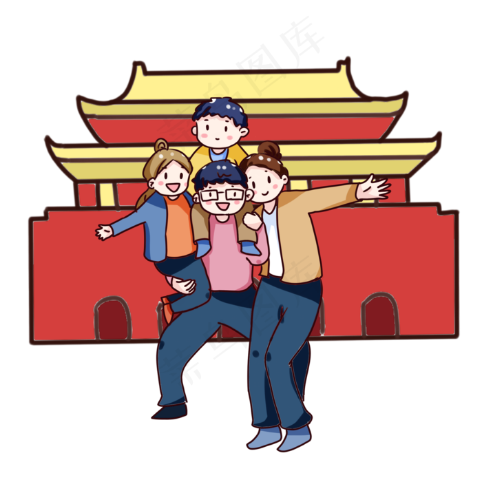手绘卡通国庆节旅行(1200X1000(DPI:300))psd模版下载