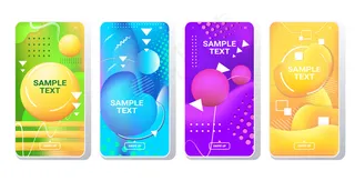 设置网页模板动态彩色渐变抽象横幅banner流动液体形状流体彩色智能手机屏幕收集在线手机app移动应用孟菲斯风格水平