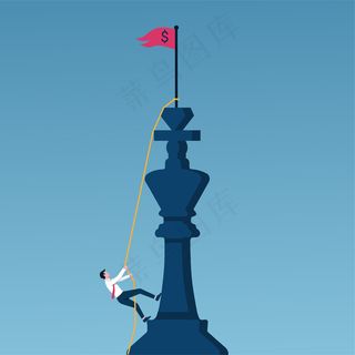 业务目标和职业发展理念。商人在绳子上下象棋以获得成功