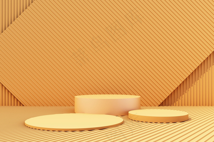 带黄色金属板背景3d渲染的产品架