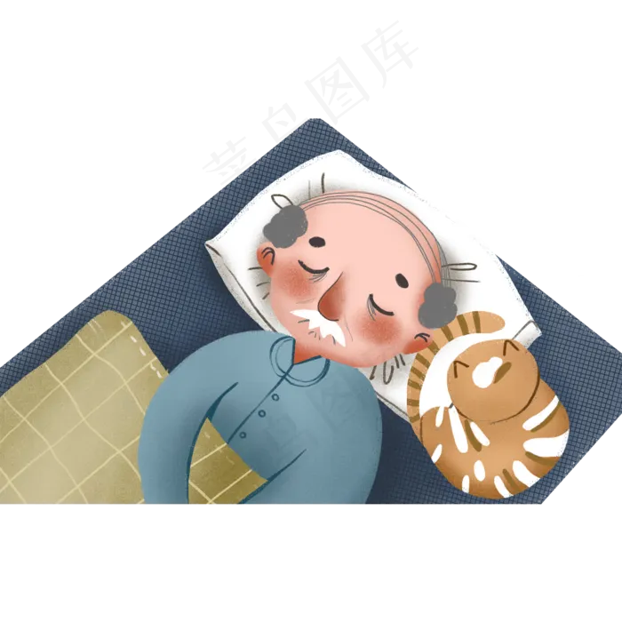 彩绘老爷爷和小猫可商用元素(2000X2000(DPI:150))psd模版下载