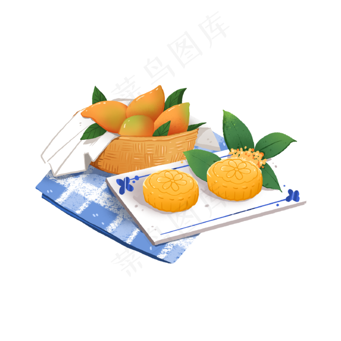 中秋冰皮芒果月饼和芒果摆放组合(2000X2000(DPI:300))psd模版下载