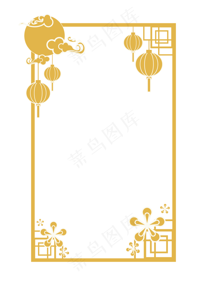 中秋节八月十五明月灯笼金色方形(2000X2748(DPI:300))psd模版下载