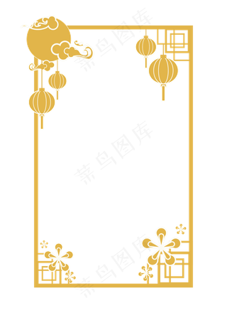 中秋节八月十五明月灯笼金色方形